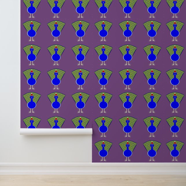 Funny Christmas Peacock Patterned Wallpaper (Application)