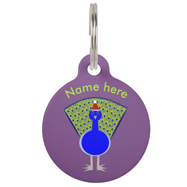 Funny Christmas Peacock Pet Tag (Front)