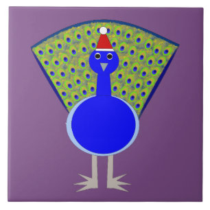 Funny Christmas Peacock Tile
