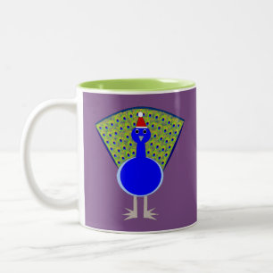 Funny Christmas Peacock Two-Tone Coffee Mug
