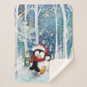 Funny Christmas Penguin Baby Sherpa Blanket