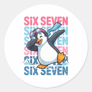 Funny Christmas Penguin Dabbing Xmas Dab Six Seven Classic Round Sticker