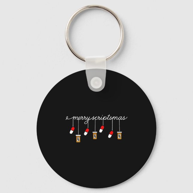 Funny Christmas Pharmacy Phrase Merry Scriptsmas C Keychain (Front)