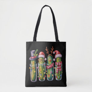 Funny Christmas Pickle Pickles Holiday Cucumber  Tote Bag