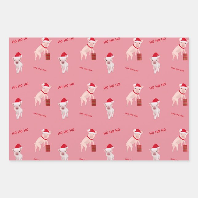 Funny Christmas pigs wrapping sheets (Front)