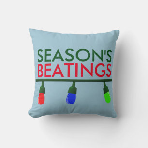 Funny Christmas Pillows, Season's Beatings Throw Pillow