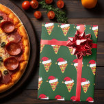 Funny Christmas Pizza Slices in Santa Hats Green Wrapping Paper<br><div class="desc">Funny pizza lover Christmas wrapping paper for an Italian restaurant. Cute pepperoni slices with a hilarious Santa Claus hat in a fun holiday food pattern.</div>