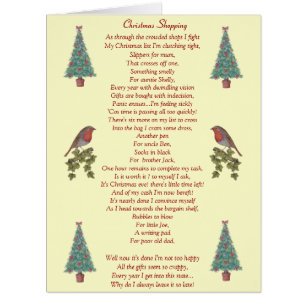 funny christmas poem robin and xmas tree big card
