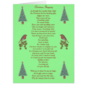 funny christmas poem robin and xmas tree big card