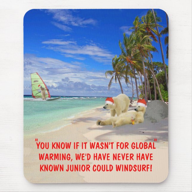 Funny Christmas Polar Bears Mouse Pad (Front)
