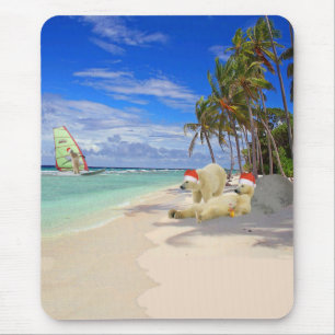 Funny Christmas Polar Bears Mouse Pad