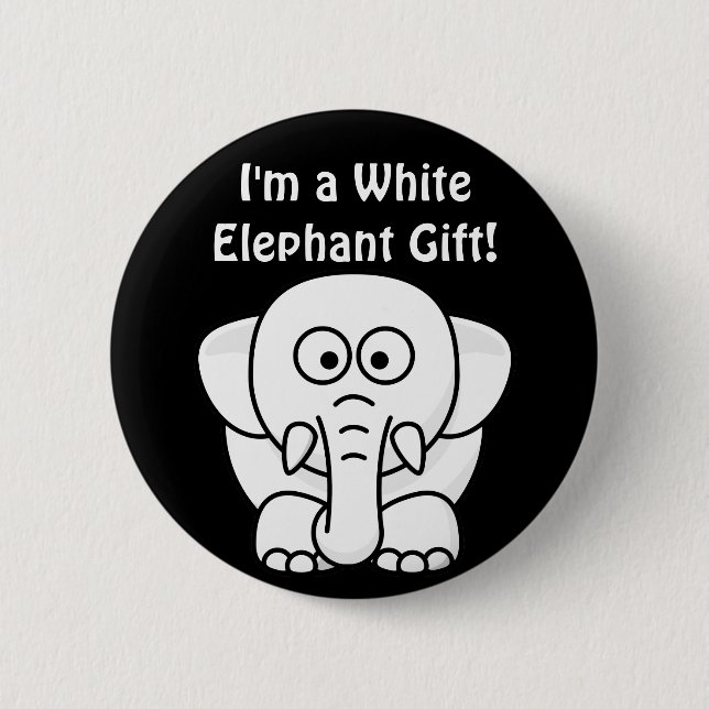 Funny Christmas Present: Real White Elephant Gift! 2 Inch Round Button (Front)