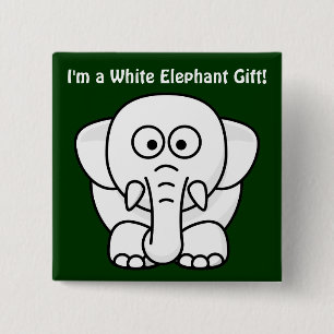 Funny Christmas Present: Real White Elephant Gift! 2 Inch Square Button