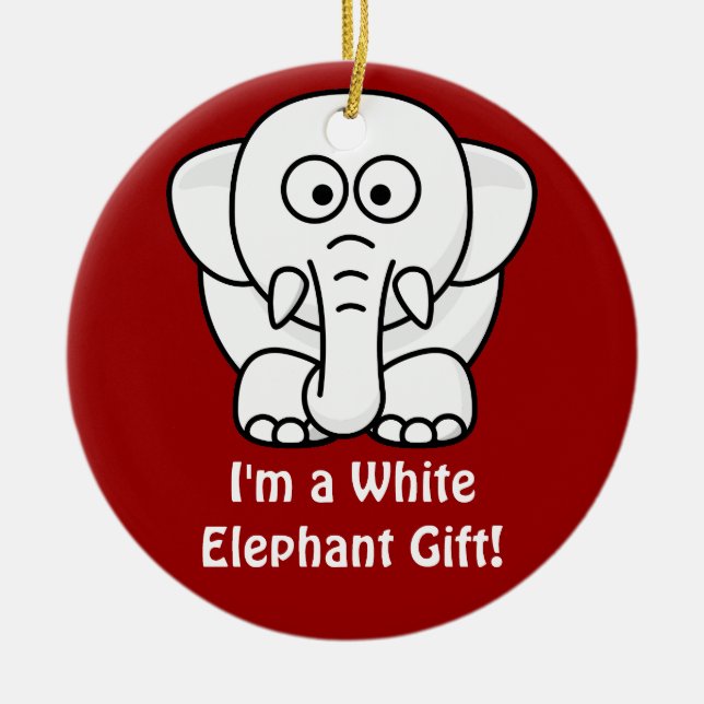 Funny Christmas Present: Real White Elephant Gift! Ceramic Ornament (Front)