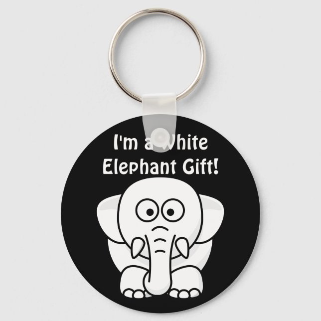 Funny Christmas Present: Real White Elephant Gift! Keychain (Front)