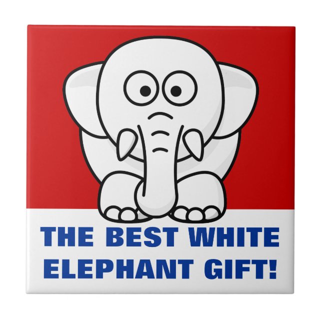 Funny Christmas Present: Real White Elephant Gift! Tile (Front)