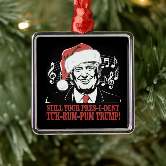 Funny Christmas President Trump Pyjamas Ugly Xmas Metal Ornament (Tree)