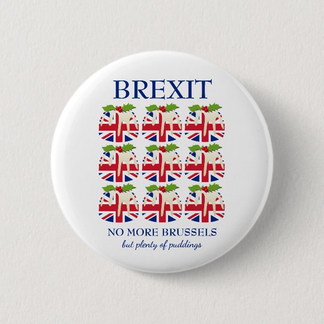Funny | Christmas Pudding | UNION JACK | BREXIT 2 Inch Round Button (Front)