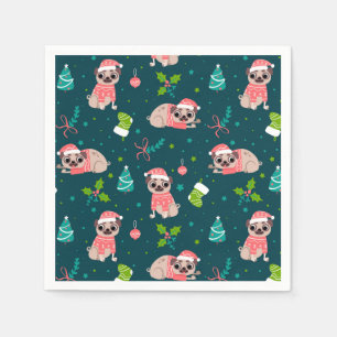 Funny Christmas Pugs Napkin