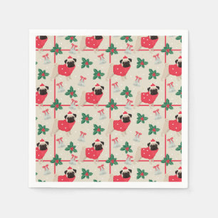 Funny Christmas Pugs Napkin