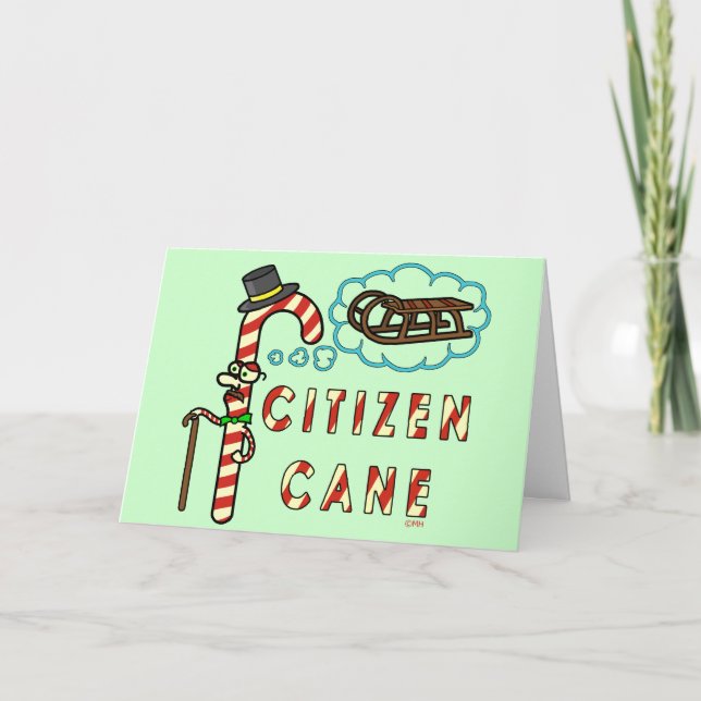 Funny Christmas Pun Citizen Cane Holiday Card (Front)