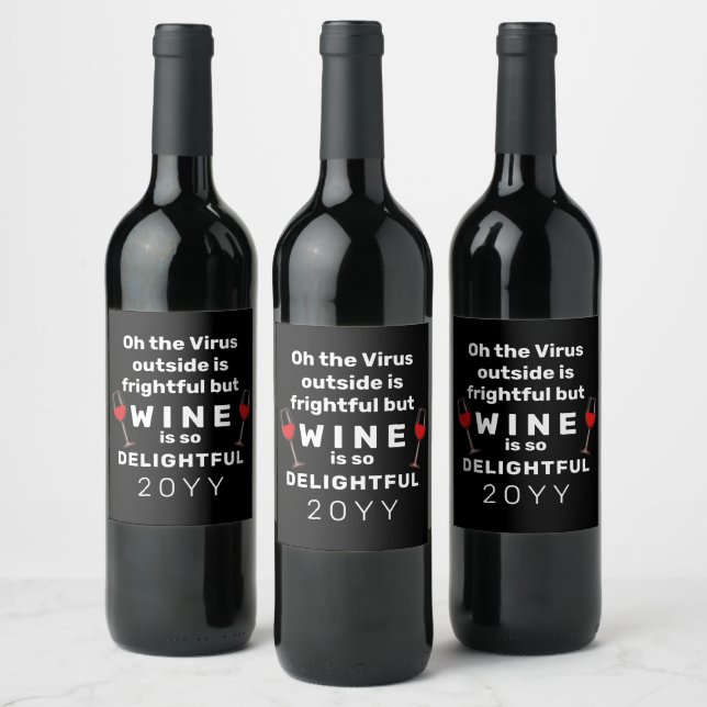 Funny Christmas Pun Wine Lover Typography Wine Label (Bottles)