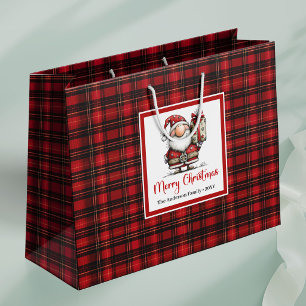 Funny Christmas Quirky Santa Watercolor Art Gift   Large Gift Bag