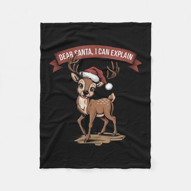 Funny Christmas Quote - Dear Santa I Can Explain  Fleece Blanket (Front)