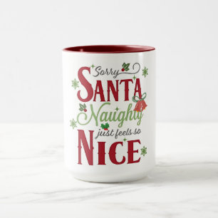 Funny Christmas Quote Design with Naughty and Nice Mug