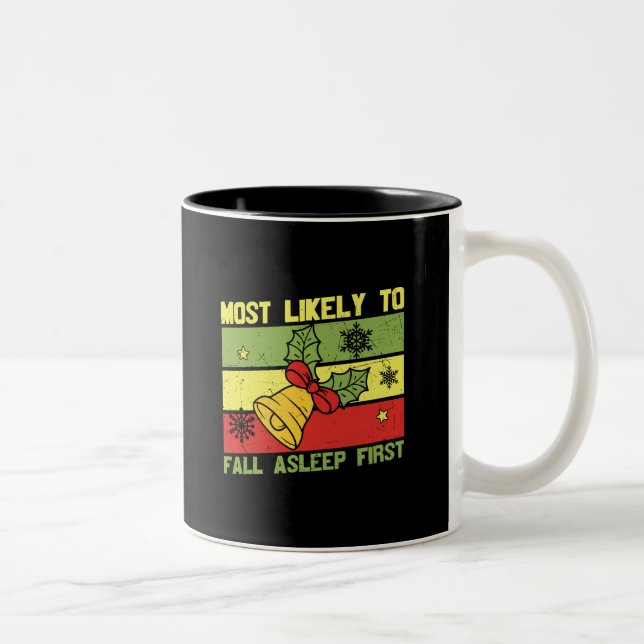 Funny Christmas Quote - Most Likely To Two-Tone Coffee Mug (Right)