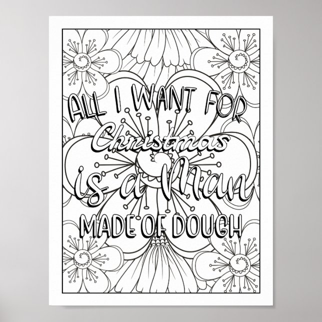 Funny Christmas Quotes Adult Colouring Poster (Front)