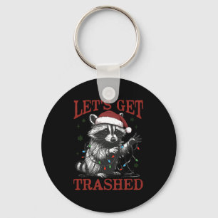 Funny Christmas Raccoon Get Trashed Santa Feral Xm Keychain