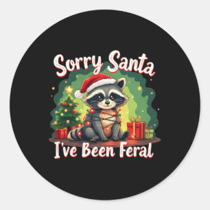 Funny Christmas Raccoon Meme Sorry Santa I've Been Classic Round Sticker
