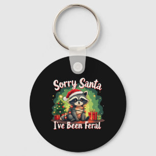 Funny Christmas Raccoon Meme Sorry Santa I've Been Keychain
