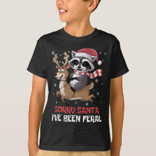 Funny Christmas Raccoon Meme Sorry Santa I've Been T-Shirt