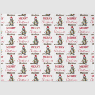Funny Christmas Raccoon Santa Hat Xmas Lights Tissue Paper