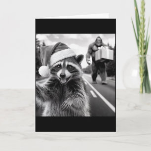 Funny Christmas Raccoon Shirt Raccoon Selfie With  Card