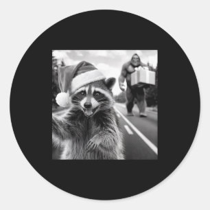 Funny Christmas Raccoon Shirt Raccoon Selfie With Classic Round Sticker
