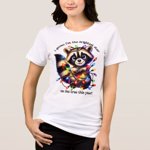 Funny Christmas raccoon shirt with colourful light