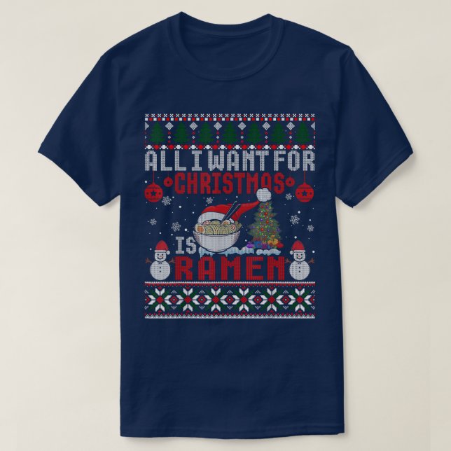Funny Christmas Ramen Ugly Xmas Sweater T-Shirt (Design Front)