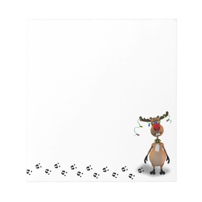 Funny Christmas Red Nosed Reindeer Notepad (Front)