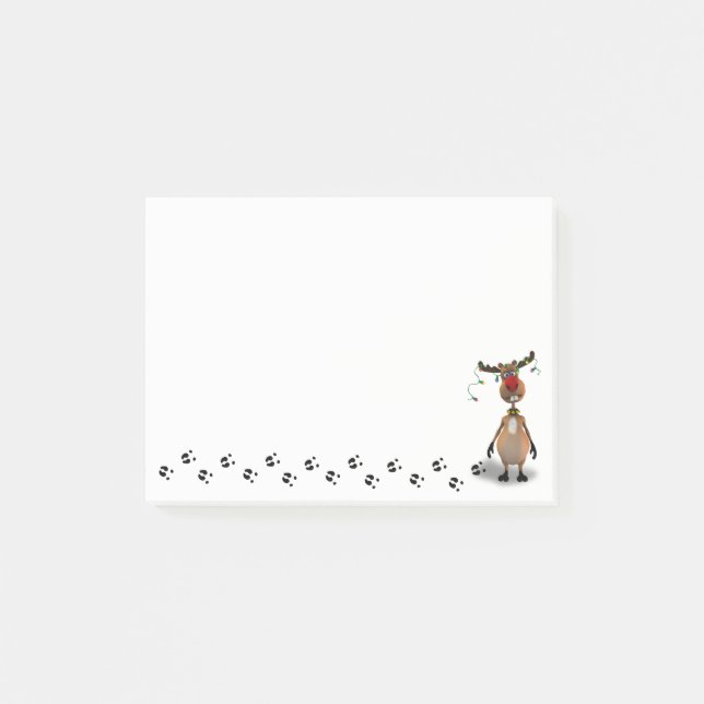 Funny Christmas Red Nosed Reindeer Post-it Notes (Front)
