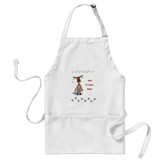 Funny Christmas Red Nosed Reindeer Standard Apron (Front)