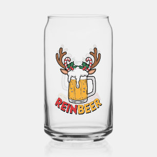 Funny Christmas reinbeer drinking party Can Glass