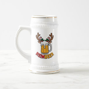 Funny Christmas reinbeer word art  Beer Stein