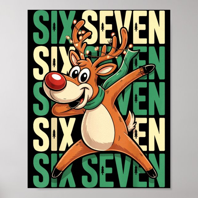 Funny Christmas Reindeer Dabbing Xmas Dab Six Seve Poster (Front)
