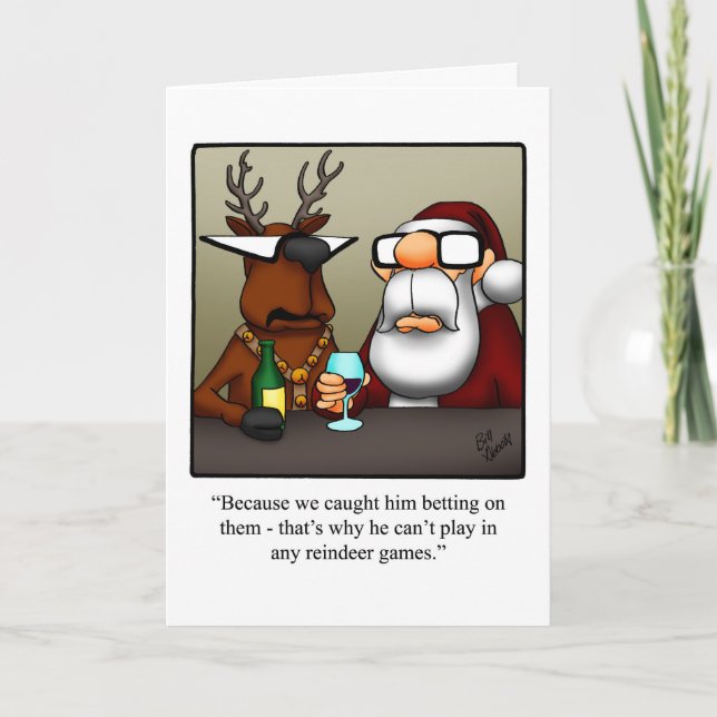 Funny Christmas Reindeer Games Carte d'Humour (Devant)