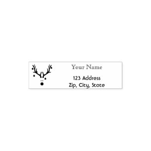 Funny Christmas reindeer head name and address Self-inking Stamp