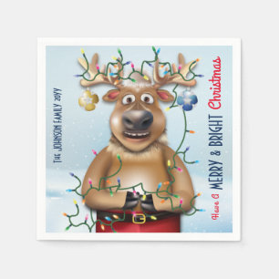 Funny Christmas Reindeer Holiday Cheer Napkin