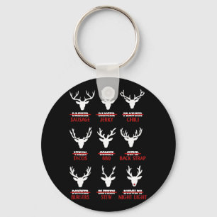 Funny Christmas Reindeer Hunter Deer Meat Hunting  Keychain